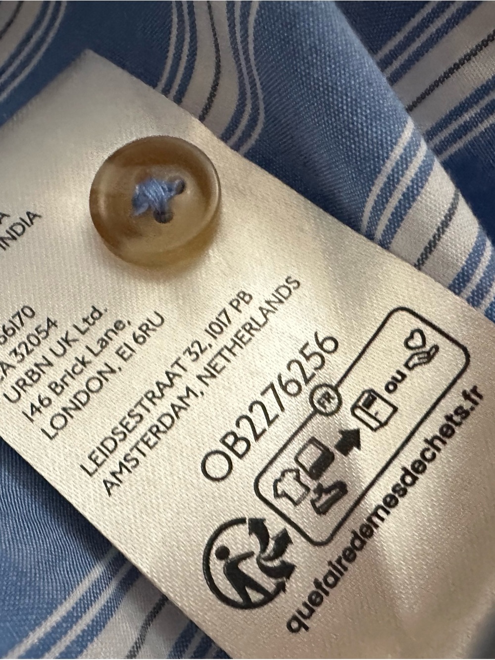 Anthropologie Blue and White Striped Shirt dress with rhinestones size L NWT - Picture 7 of 7